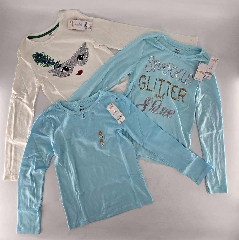 Gymboree Long Sleeve‎ Tees - White, Light Blue, and Aqua